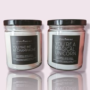 Modern Unicorn and Champagne Soy Candles from Ginger June (Put a Bird on It)